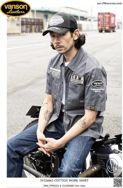 SVS2606S COTTON WORK SHIRT | GRAY/WHITE | FRONT | navy98mcwear