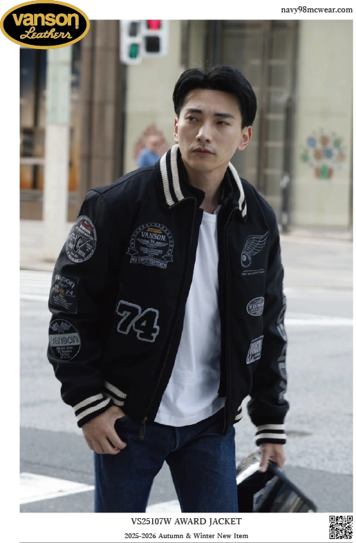 VS25107W AWARD JAKET | BLACK/SILVER | FRONT | navy98mcwear